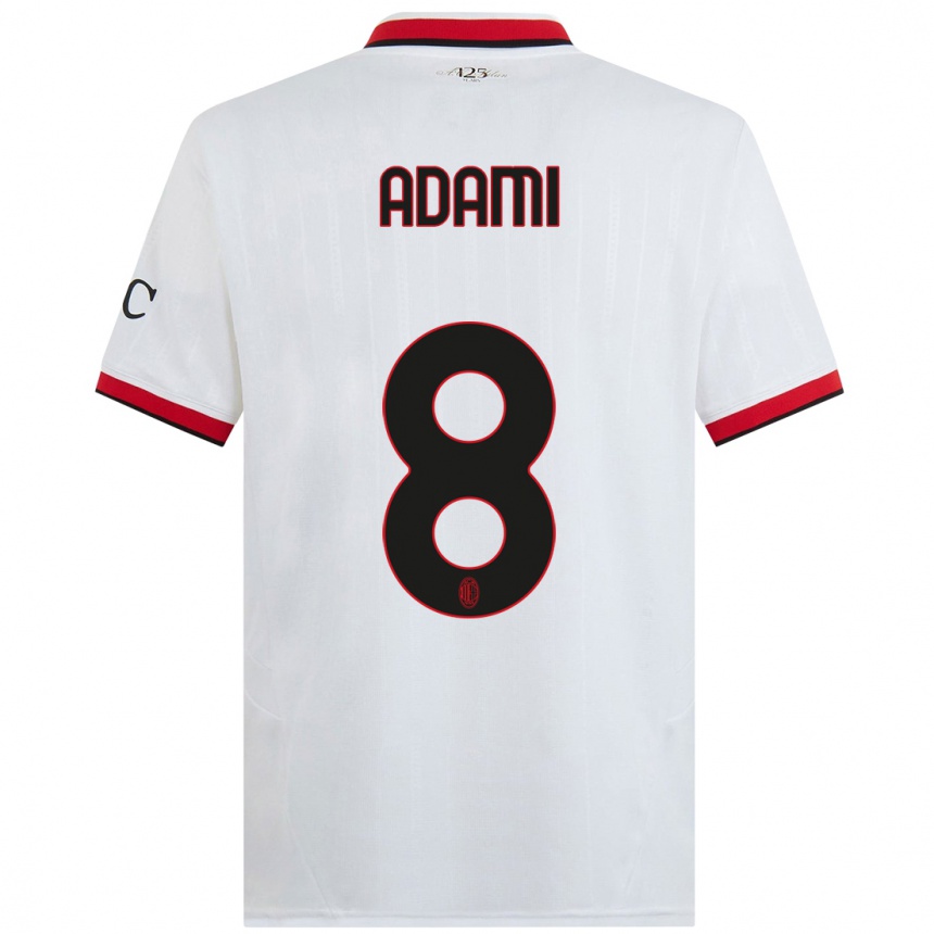 Niño Fútbol Camiseta Greta Adami #8 Blanco Negro Rojo 2ª Equipación 2024/25