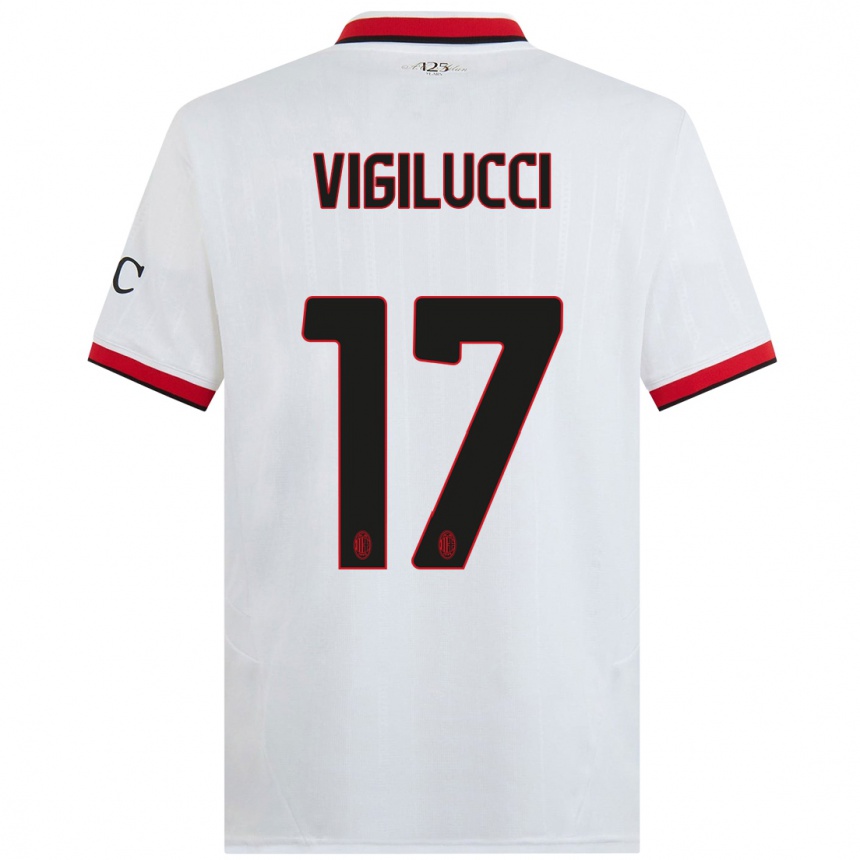 Niño Fútbol Camiseta Valery Vigilucci #17 Blanco Negro Rojo 2ª Equipación 2024/25