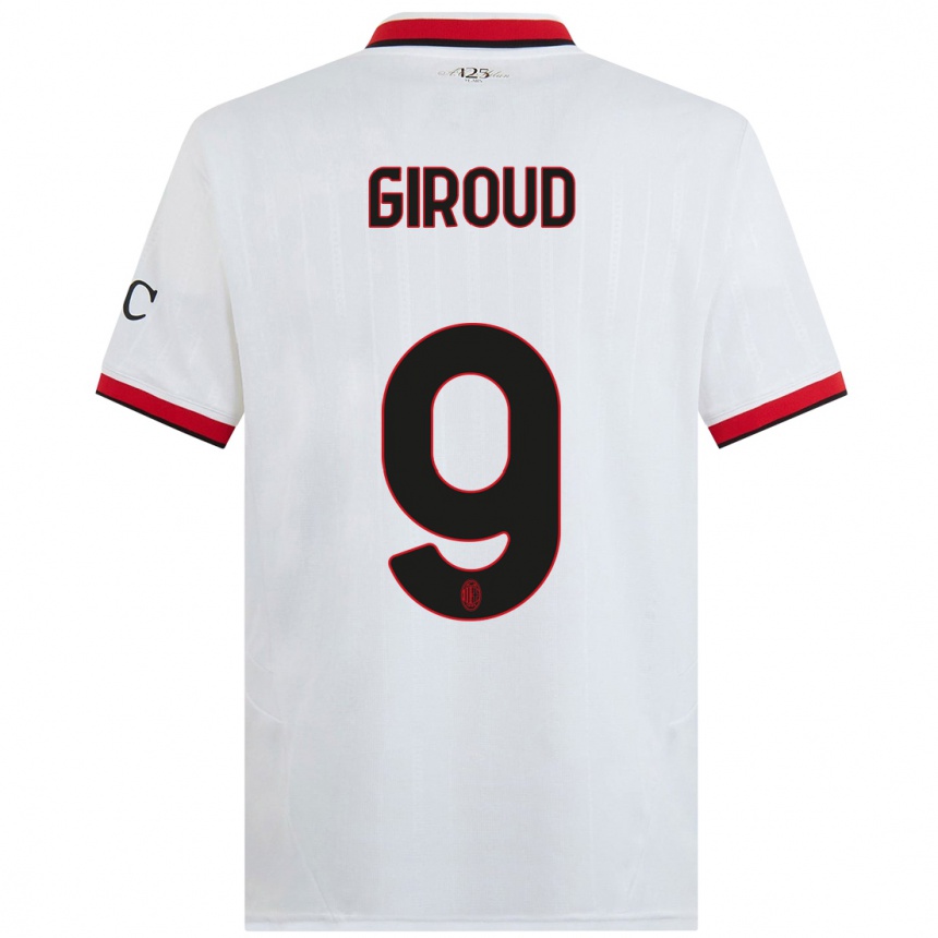 Niño Fútbol Camiseta Olivier Giroud #9 Blanco Negro Rojo 2ª Equipación 2024/25