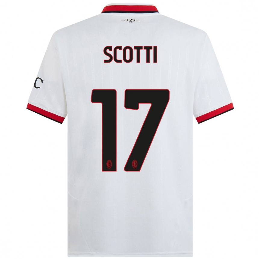 Niño Fútbol Camiseta Filippo Scotti #17 Blanco Negro Rojo 2ª Equipación 2024/25