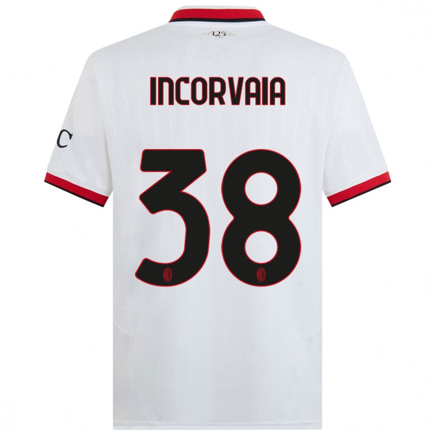 Niño Fútbol Camiseta Giovanni Incorvaia #38 Blanco Negro Rojo 2ª Equipación 2024/25