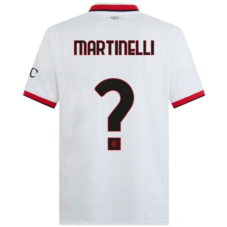 Niño Fútbol Camiseta Riccardo Martinelli #0 Blanco Negro Rojo 2ª Equipación 2024/25