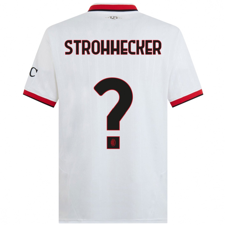 Niño Fútbol Camiseta Riccardo Strohhecker #0 Blanco Negro Rojo 2ª Equipación 2024/25