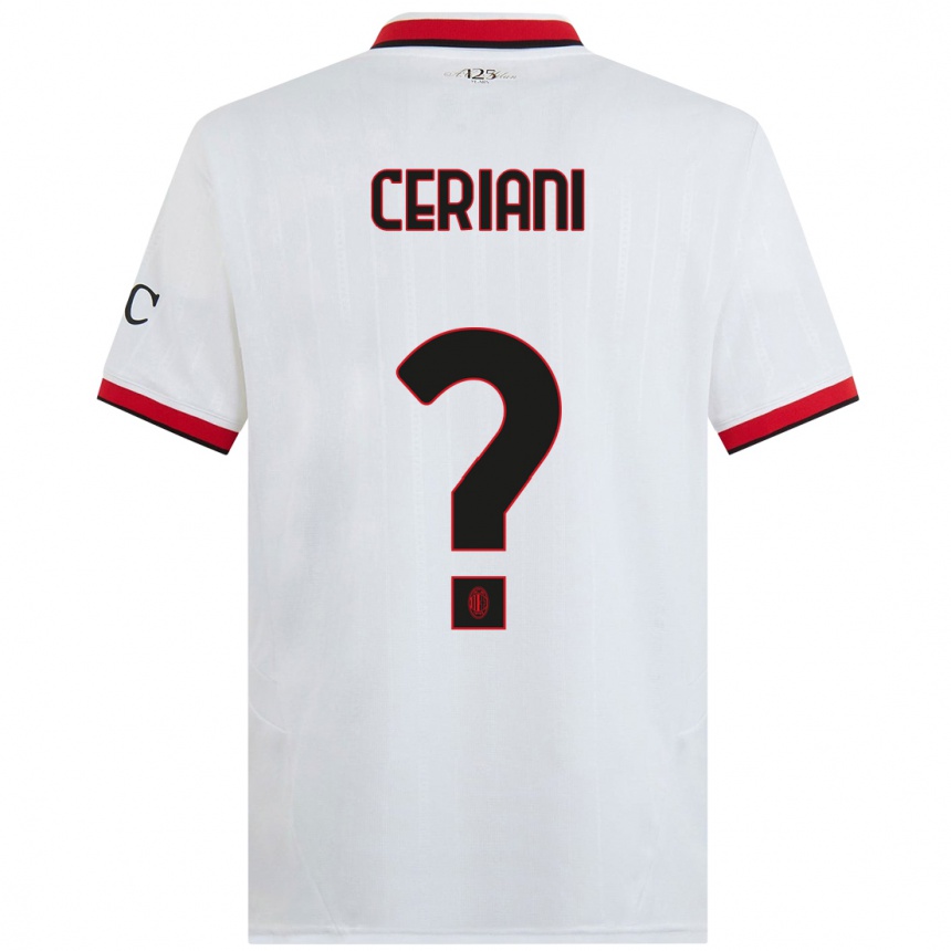 Niño Fútbol Camiseta Gabriele Ceriani #0 Blanco Negro Rojo 2ª Equipación 2024/25