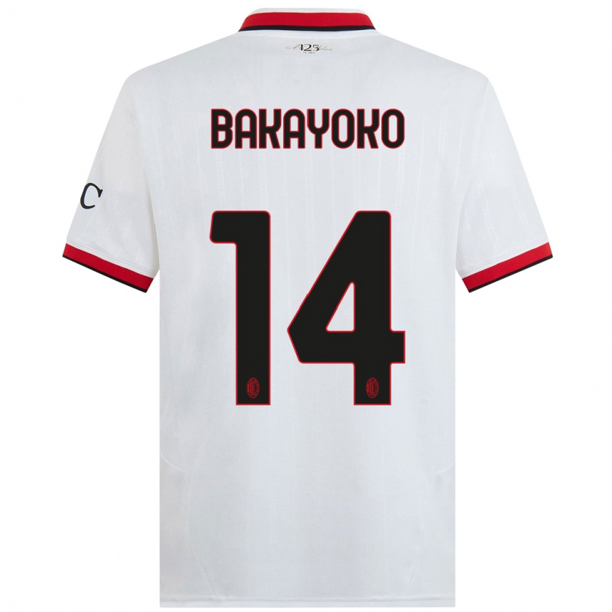 Niño Fútbol Camiseta Tiemoue Bakayoko #14 Blanco Negro Rojo 2ª Equipación 2024/25