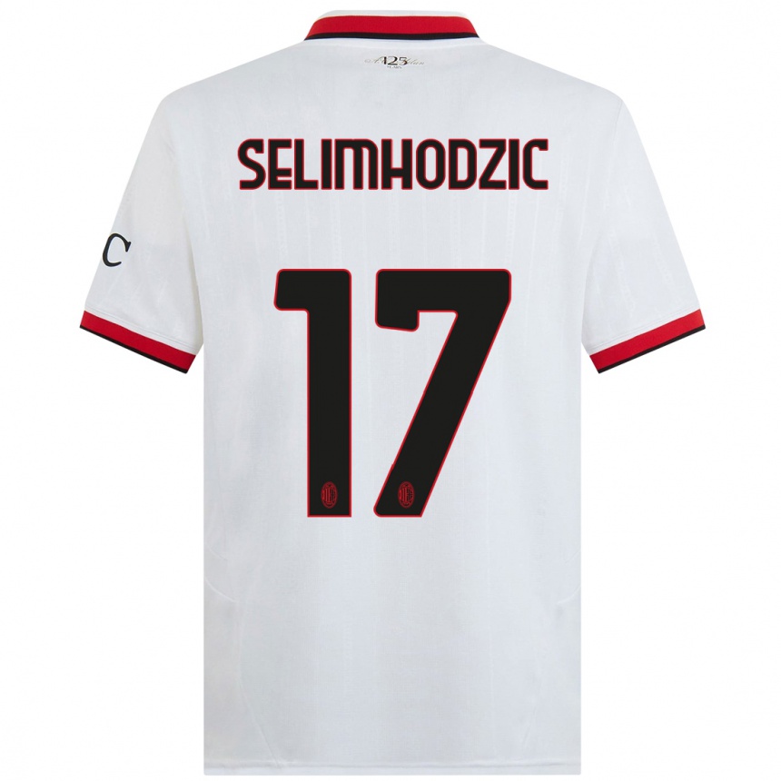 Niño Fútbol Camiseta Noa Selimhodzic #17 Blanco Negro Rojo 2ª Equipación 2024/25