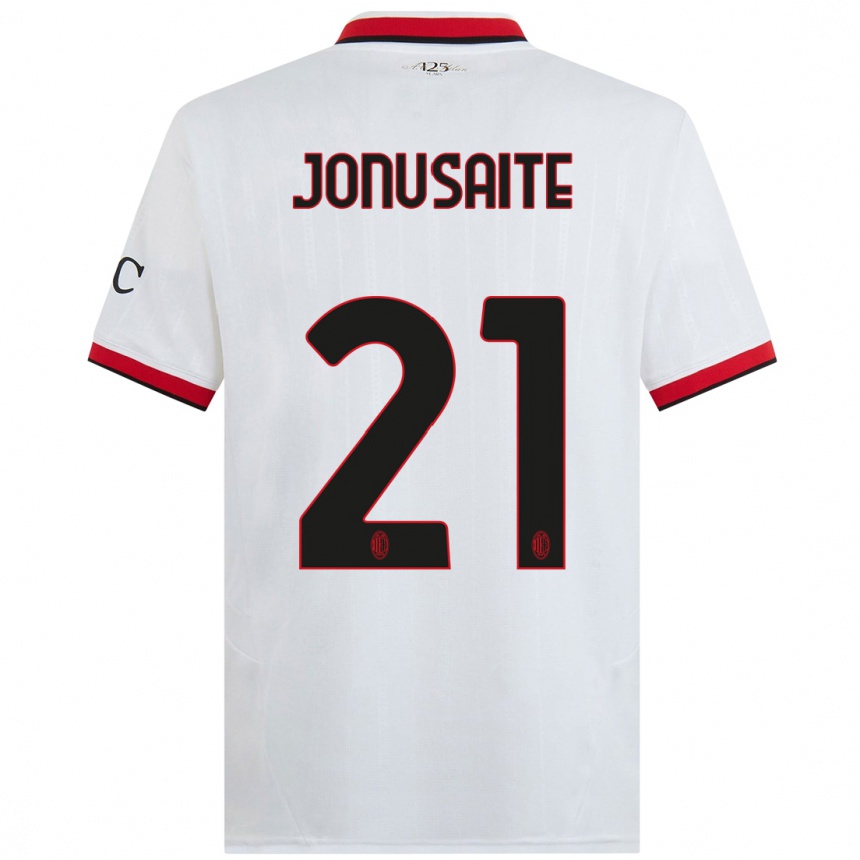 Niño Fútbol Camiseta Rimante Jonusaite #21 Blanco Negro Rojo 2ª Equipación 2024/25