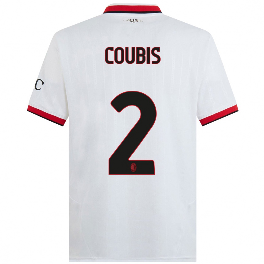 Niño Fútbol Camiseta Andrei Coubis #2 Blanco Negro Rojo 2ª Equipación 2024/25