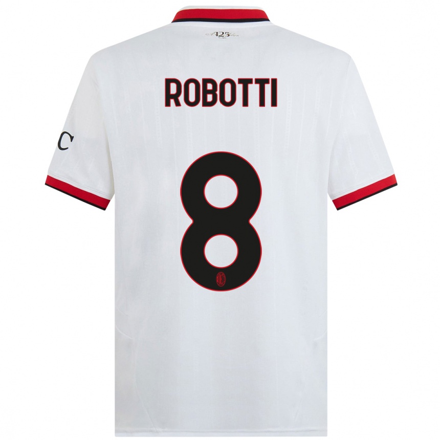 Niño Fútbol Camiseta Giovanni Robotti #8 Blanco Negro Rojo 2ª Equipación 2024/25