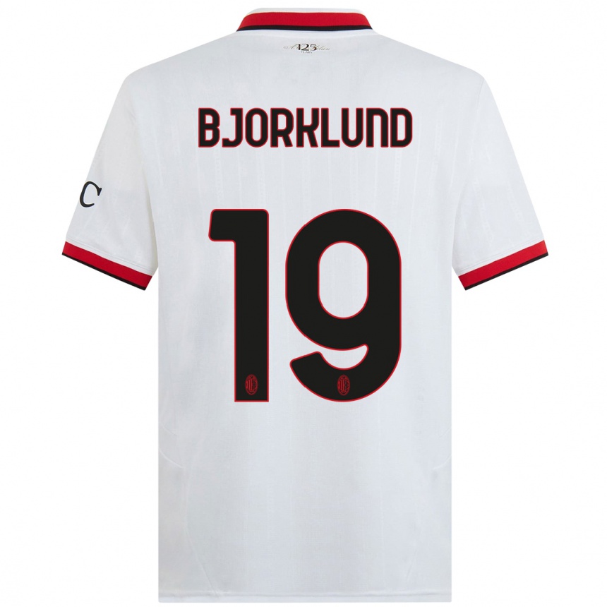 Niño Fútbol Camiseta Lukas Bjorklund #19 Blanco Negro Rojo 2ª Equipación 2024/25