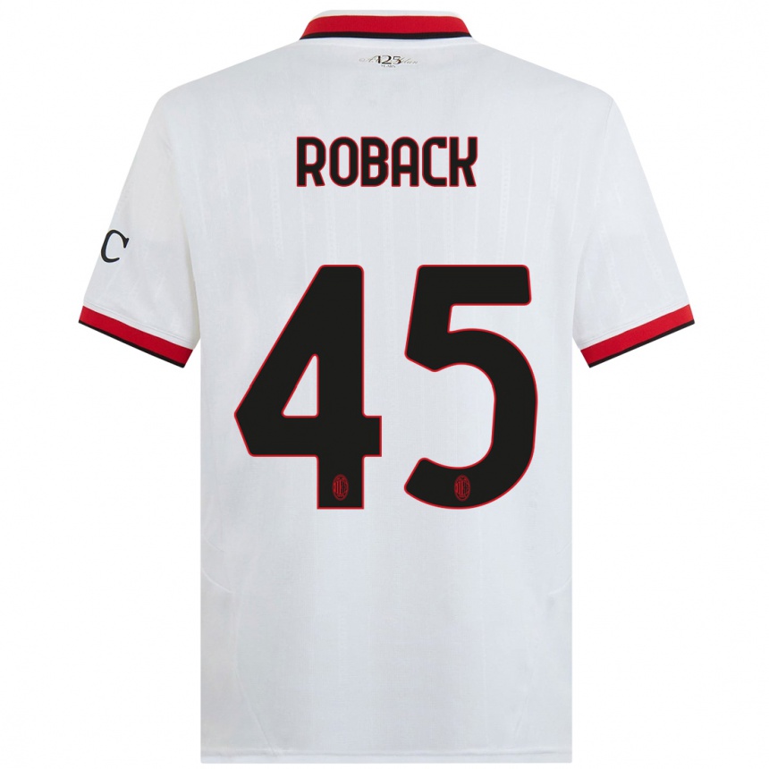 Niño Fútbol Camiseta Emil Roback #45 Blanco Negro Rojo 2ª Equipación 2024/25