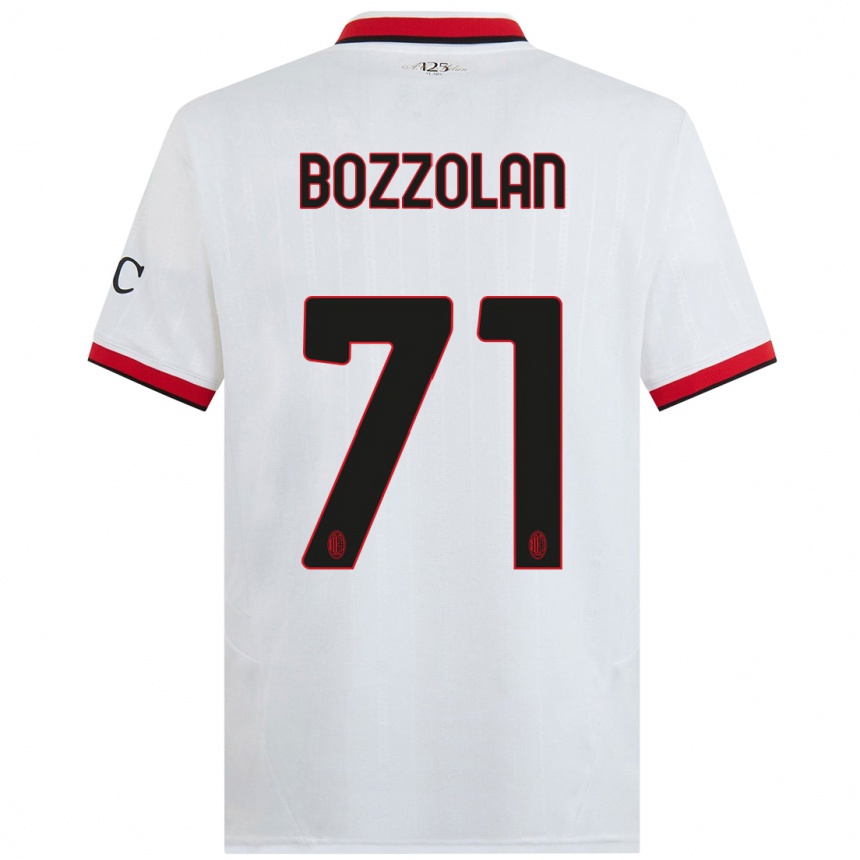 Niño Fútbol Camiseta Andrea Bozzolan #71 Blanco Negro Rojo 2ª Equipación 2024/25