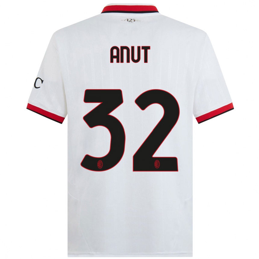 Niño Fútbol Camiseta Niccolo Anut #32 Blanco Negro Rojo 2ª Equipación 2024/25