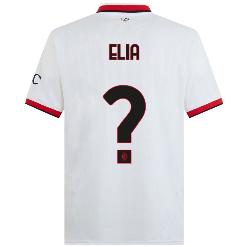 Niño Fútbol Camiseta Emanuele Elia #0 Blanco Negro Rojo 2ª Equipación 2024/25