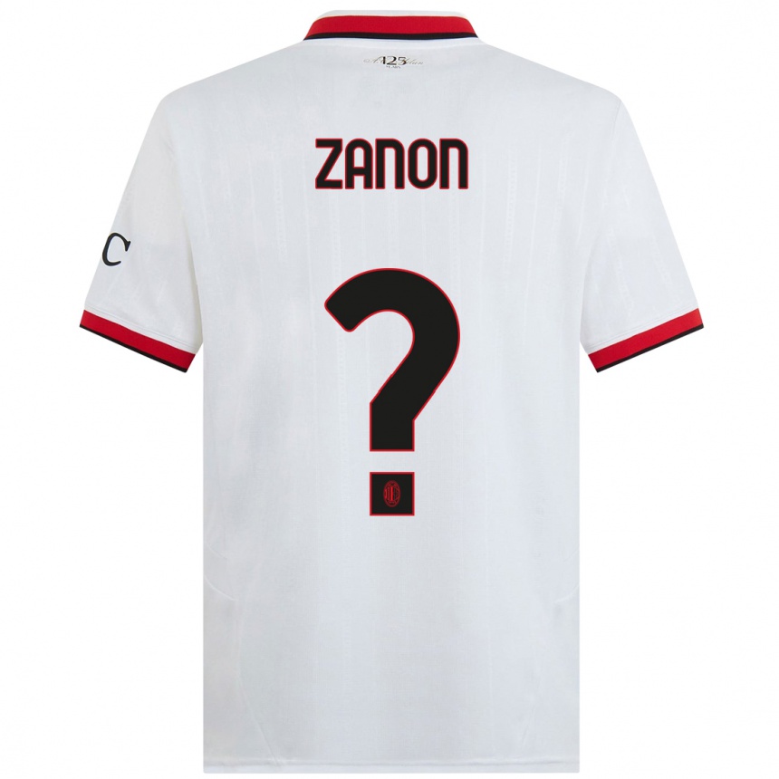 Niño Fútbol Camiseta Thomas Zanon #0 Blanco Negro Rojo 2ª Equipación 2024/25