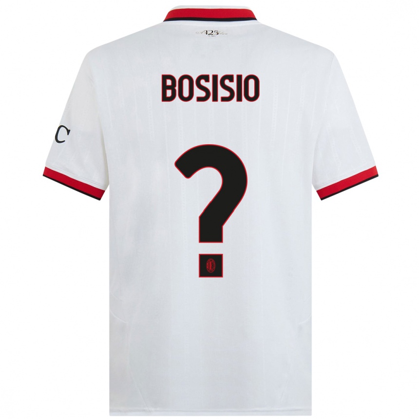 Niño Fútbol Camiseta Josue Bosisio #0 Blanco Negro Rojo 2ª Equipación 2024/25