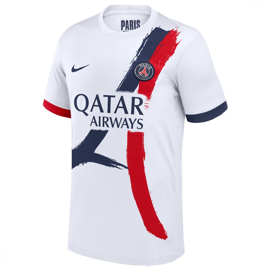 Niño Fútbol Camiseta Juan Bernat #0 Blanco Azul Rojo 2ª Equipación 2024/25