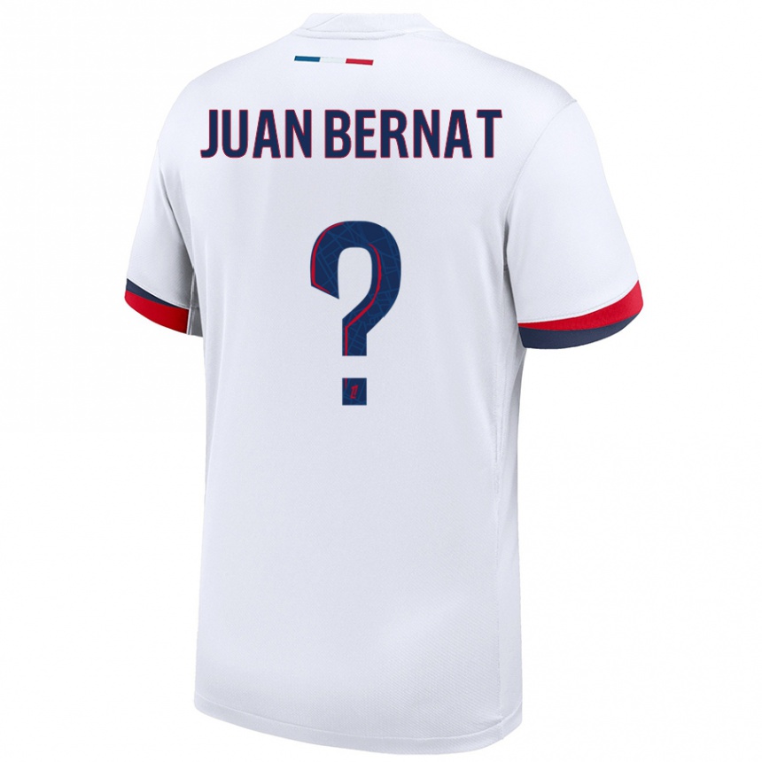 Niño Fútbol Camiseta Juan Bernat #0 Blanco Azul Rojo 2ª Equipación 2024/25