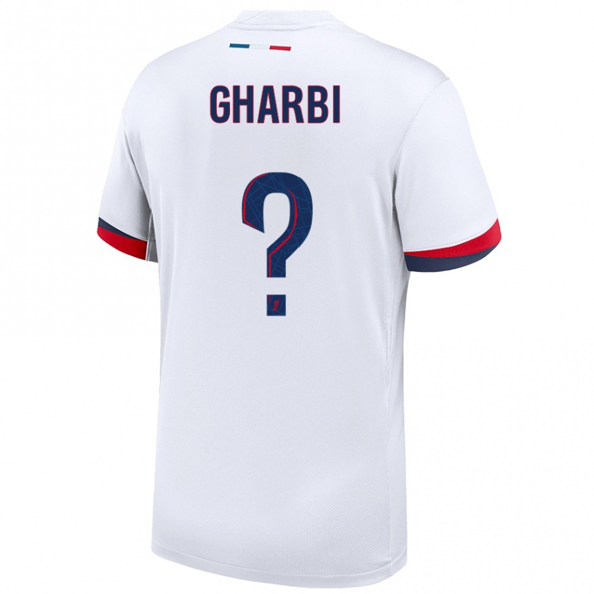 Niño Fútbol Camiseta Ismael Gharbi #0 Blanco Azul Rojo 2ª Equipación 2024/25