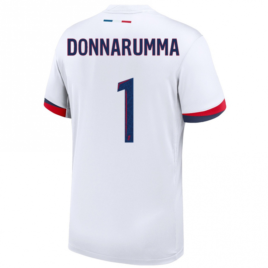 Niño Fútbol Camiseta Gianluigi Donnarumma #1 Blanco Azul Rojo 2ª Equipación 2024/25