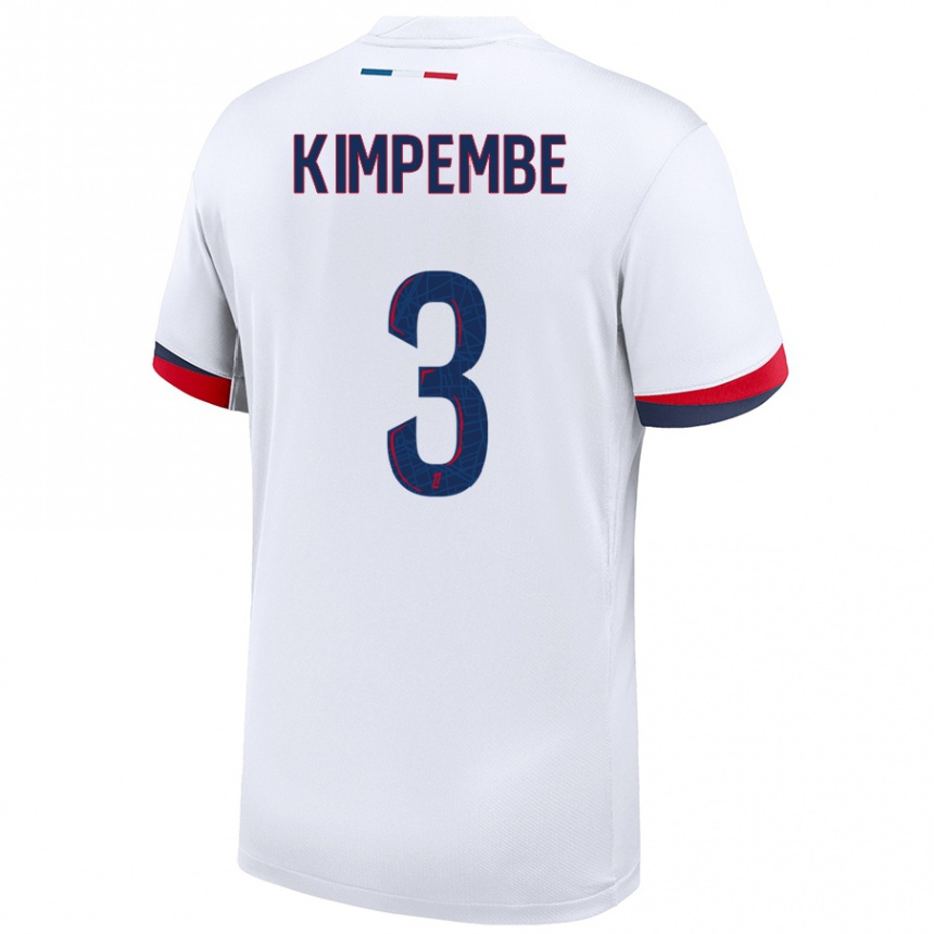 Niño Fútbol Camiseta Presnel Kimpembe #3 Blanco Azul Rojo 2ª Equipación 2024/25