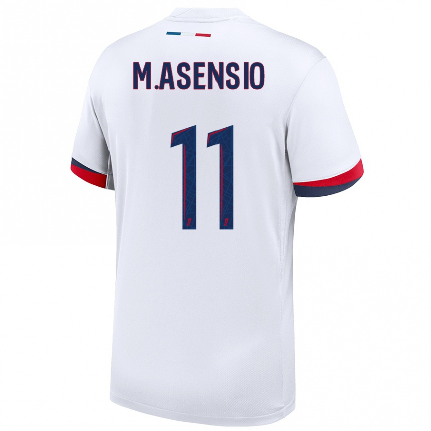 Niño Fútbol Camiseta Marco Asensio #11 Blanco Azul Rojo 2ª Equipación 2024/25