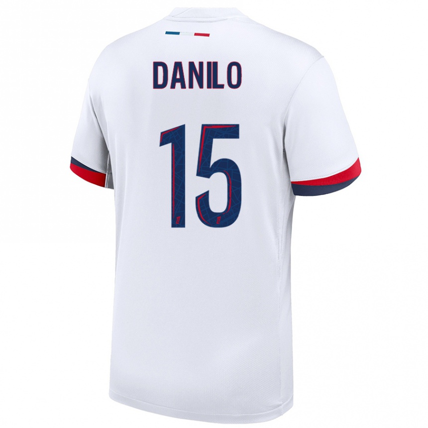 Niño Fútbol Camiseta Danilo Pereira #15 Blanco Azul Rojo 2ª Equipación 2024/25