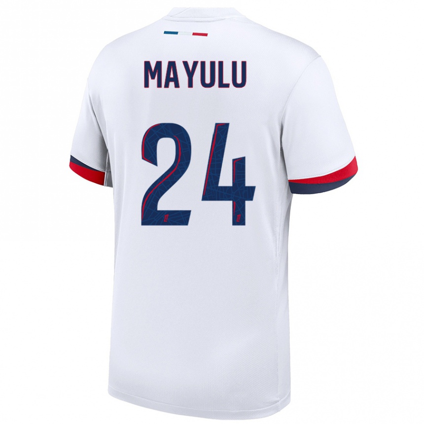 Niño Fútbol Camiseta Senny Mayulu #24 Blanco Azul Rojo 2ª Equipación 2024/25