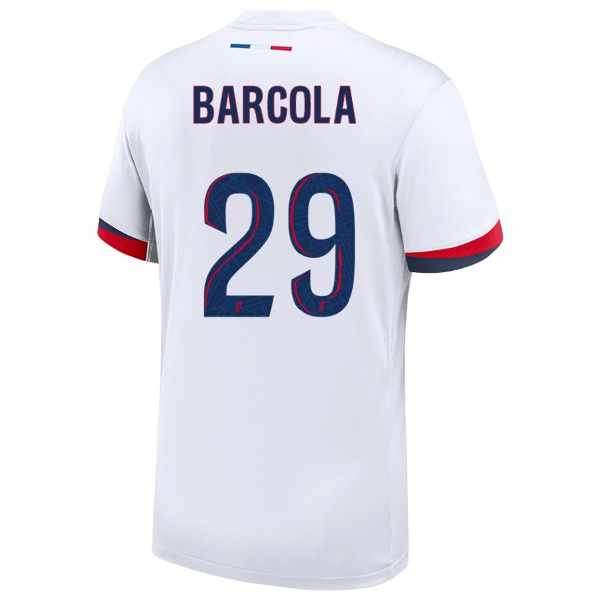 Niño Fútbol Camiseta Bradley Barcola #29 Blanco Azul Rojo 2ª Equipación 2024/25