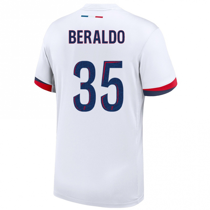 Niño Fútbol Camiseta Lucas Beraldo #35 Blanco Azul Rojo 2ª Equipación 2024/25