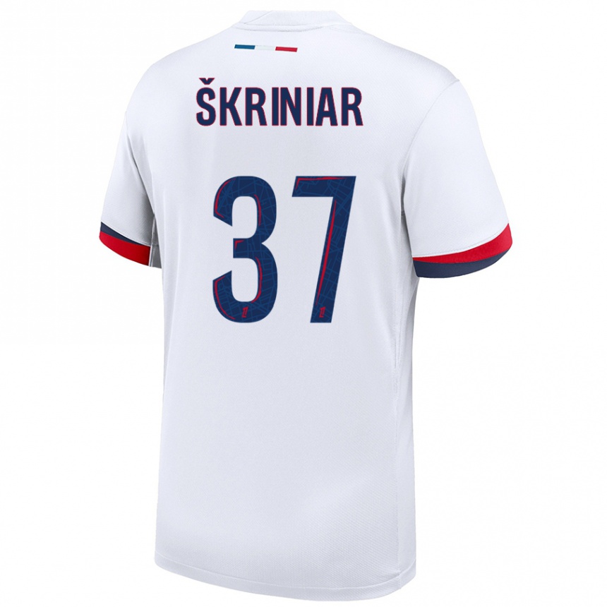 Niño Fútbol Camiseta Milan Skriniar #37 Blanco Azul Rojo 2ª Equipación 2024/25