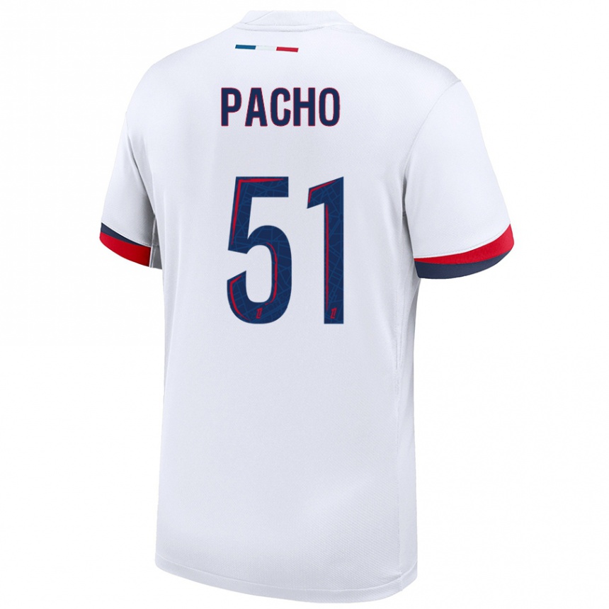 Niño Fútbol Camiseta Willian Pacho #51 Blanco Azul Rojo 2ª Equipación 2024/25