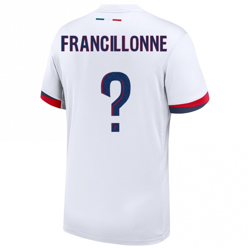 Niño Fútbol Camiseta Bryan Francillonne #0 Blanco Azul Rojo 2ª Equipación 2024/25