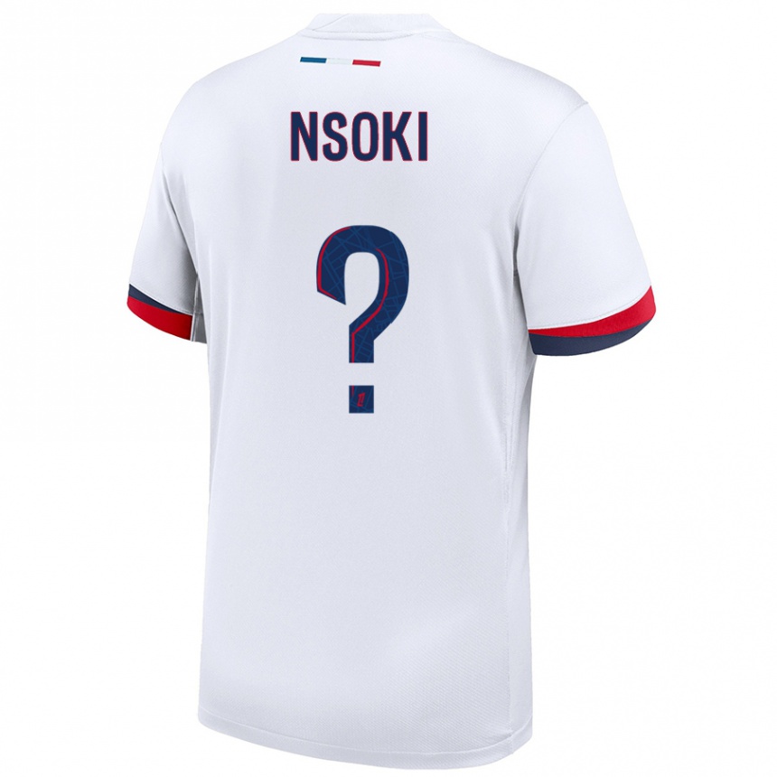 Niño Fútbol Camiseta Noah Nsoki #0 Blanco Azul Rojo 2ª Equipación 2024/25