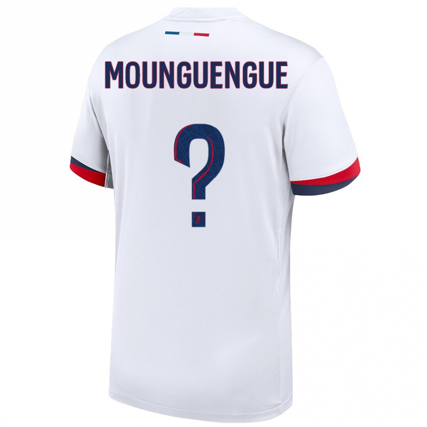 Niño Fútbol Camiseta Pierre Mounguengue #0 Blanco Azul Rojo 2ª Equipación 2024/25