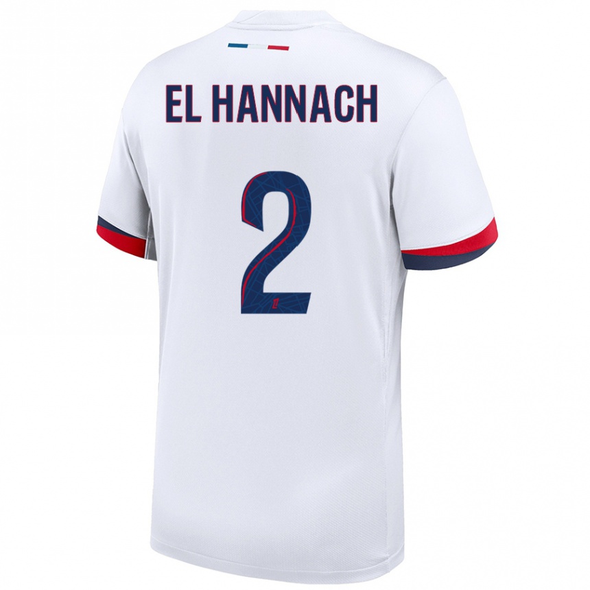 Niño Fútbol Camiseta Naoufel El Hannach #2 Blanco Azul Rojo 2ª Equipación 2024/25