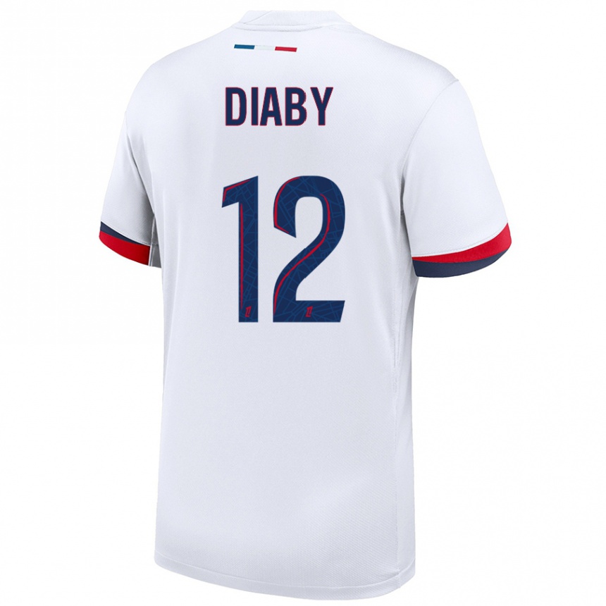 Niño Fútbol Camiseta Ibrahima Diaby #12 Blanco Azul Rojo 2ª Equipación 2024/25