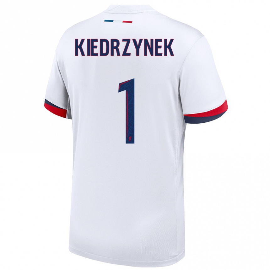 Niño Fútbol Camiseta Katarzyna Kiedrzynek #1 Blanco Azul Rojo 2ª Equipación 2024/25