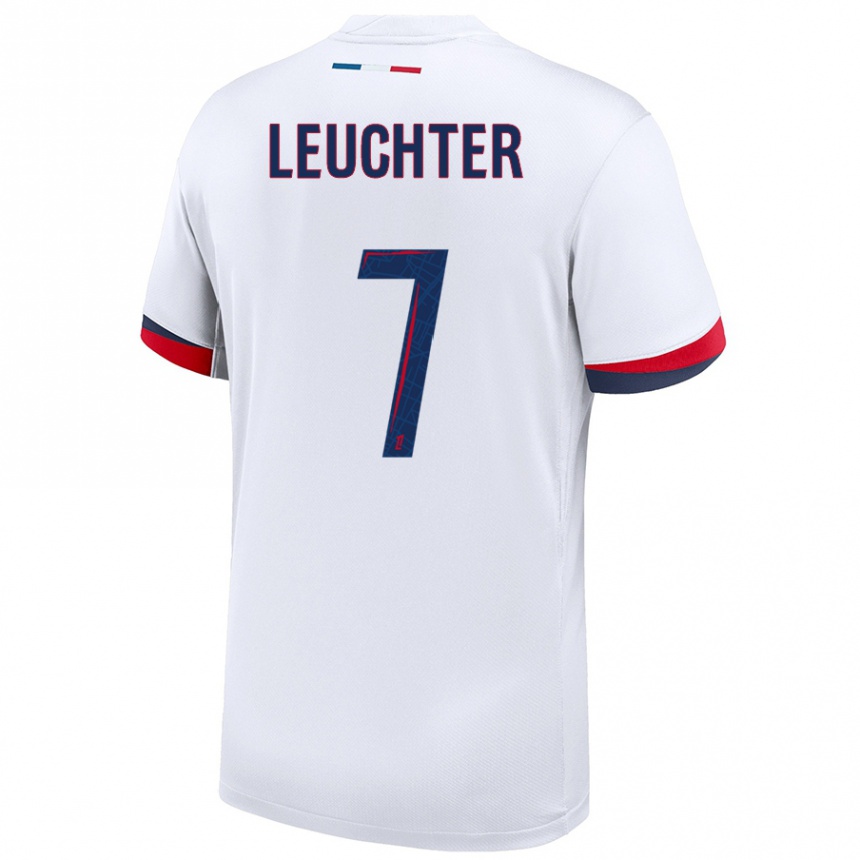 Niño Fútbol Camiseta Romée Leuchter #7 Blanco Azul Rojo 2ª Equipación 2024/25