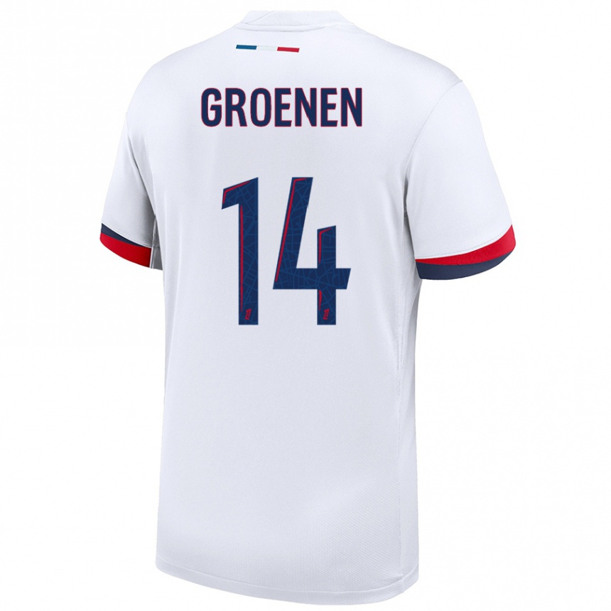 Niño Fútbol Camiseta Jackie Groenen #14 Blanco Azul Rojo 2ª Equipación 2024/25