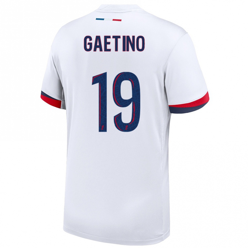 Niño Fútbol Camiseta Eva Gaetino #19 Blanco Azul Rojo 2ª Equipación 2024/25