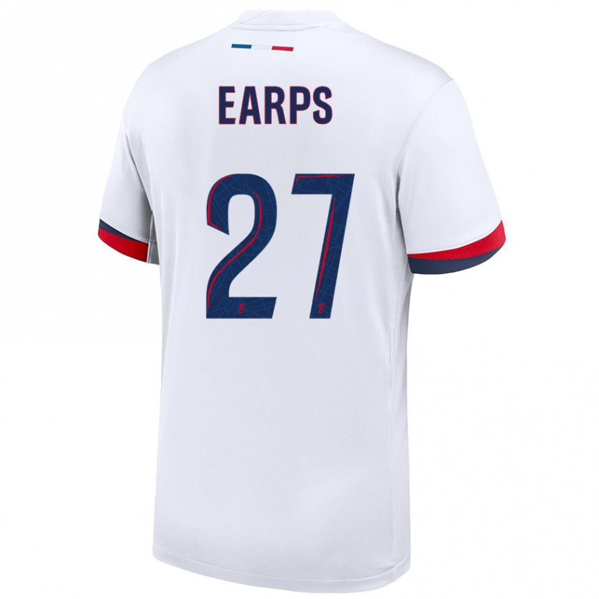 Niño Fútbol Camiseta Mary Earps #27 Blanco Azul Rojo 2ª Equipación 2024/25