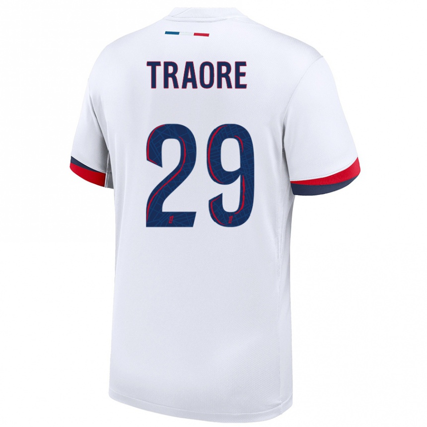 Niño Fútbol Camiseta Manssita Traoré #29 Blanco Azul Rojo 2ª Equipación 2024/25