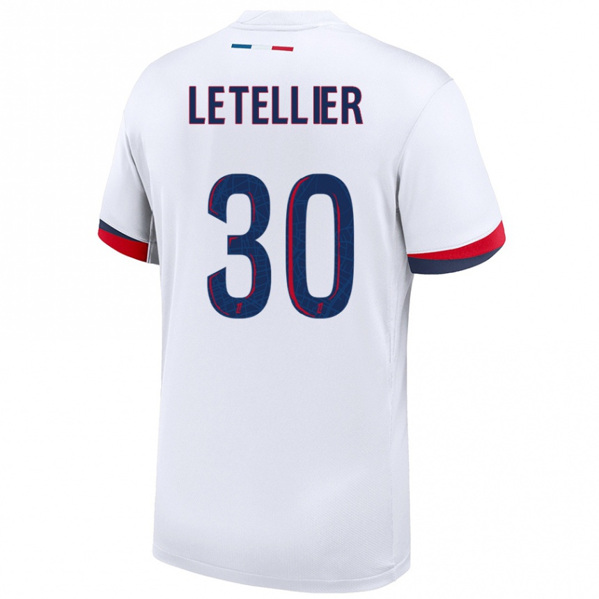 Niño Fútbol Camiseta Alexandre Letellier #30 Blanco Azul Rojo 2ª Equipación 2024/25