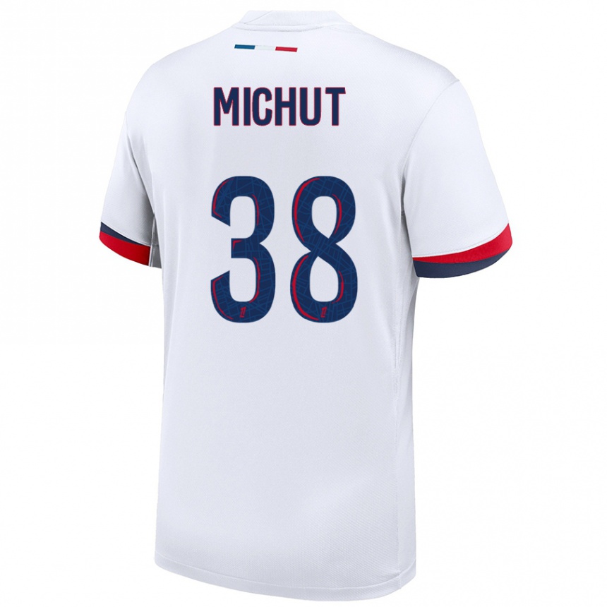 Niño Fútbol Camiseta Edouard Michut #38 Blanco Azul Rojo 2ª Equipación 2024/25