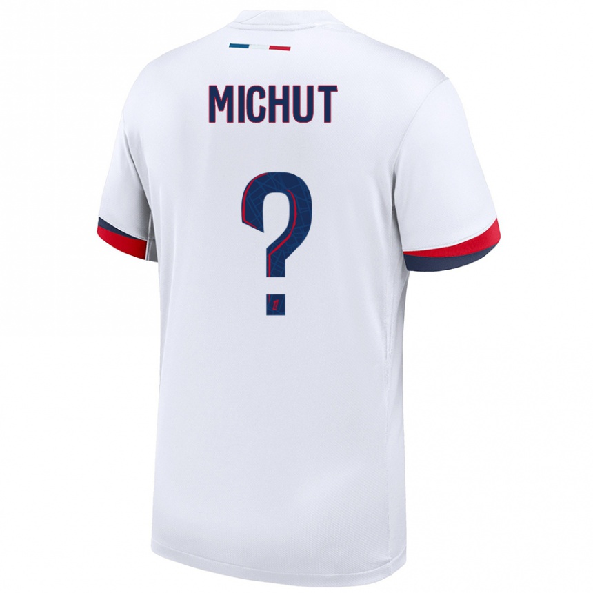 Niño Fútbol Camiseta Etienne Michut #0 Blanco Azul Rojo 2ª Equipación 2024/25