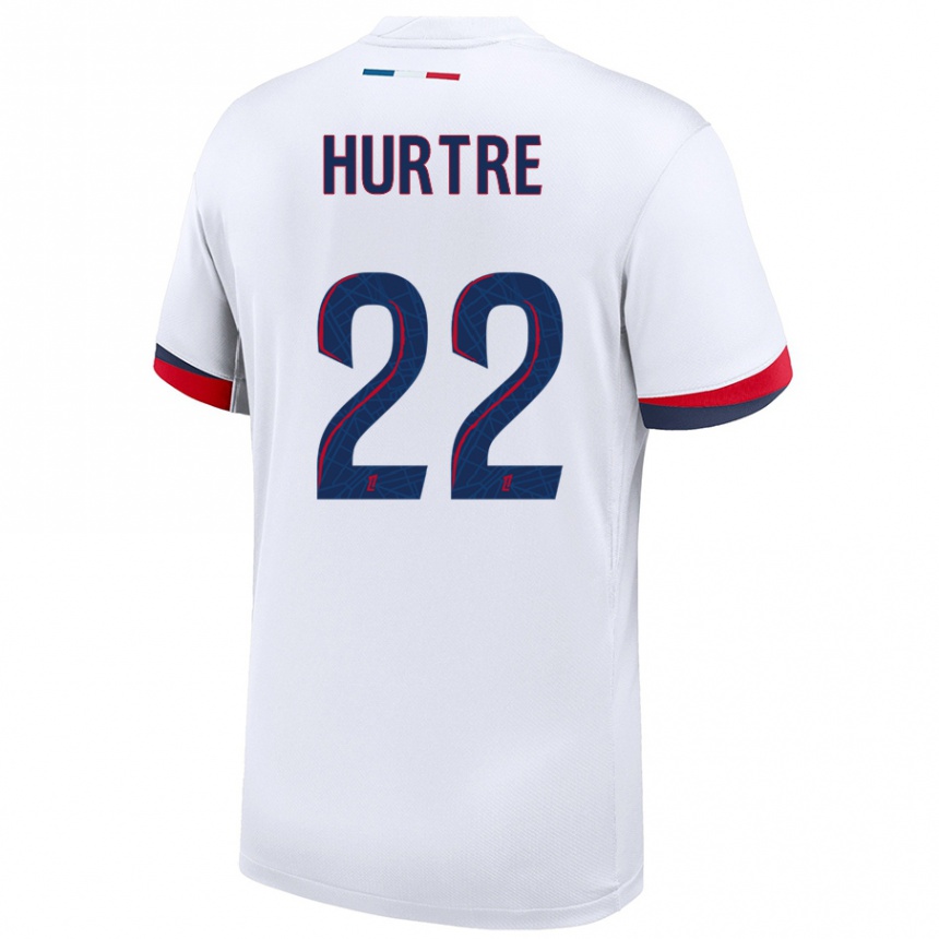 Niño Fútbol Camiseta Oceane Hurtre #22 Blanco Azul Rojo 2ª Equipación 2024/25