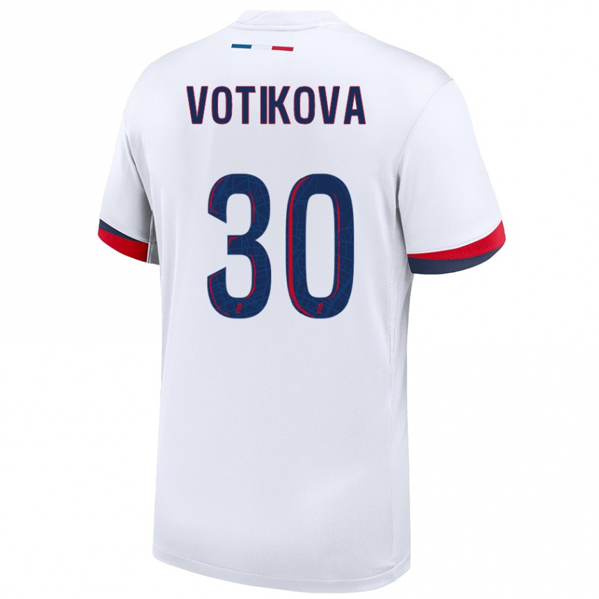 Niño Fútbol Camiseta Barbora Votikova #30 Blanco Azul Rojo 2ª Equipación 2024/25