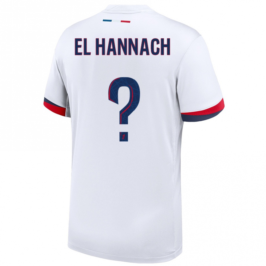 Niño Fútbol Camiseta Younes El Hannach #0 Blanco Azul Rojo 2ª Equipación 2024/25