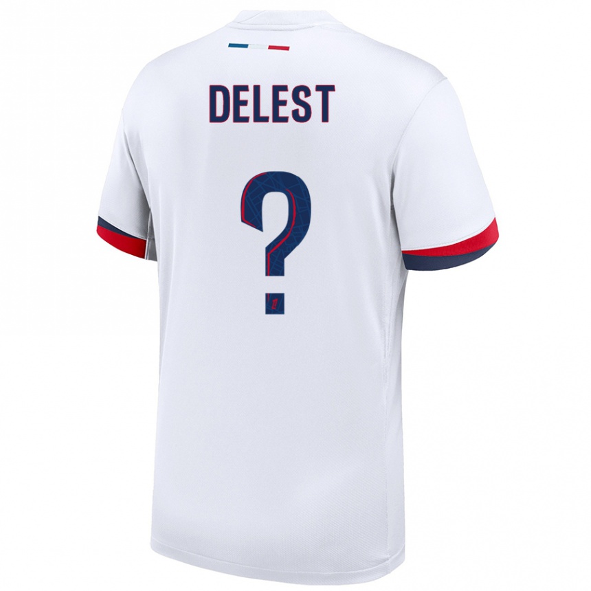 Niño Fútbol Camiseta Shadyl Delest #0 Blanco Azul Rojo 2ª Equipación 2024/25